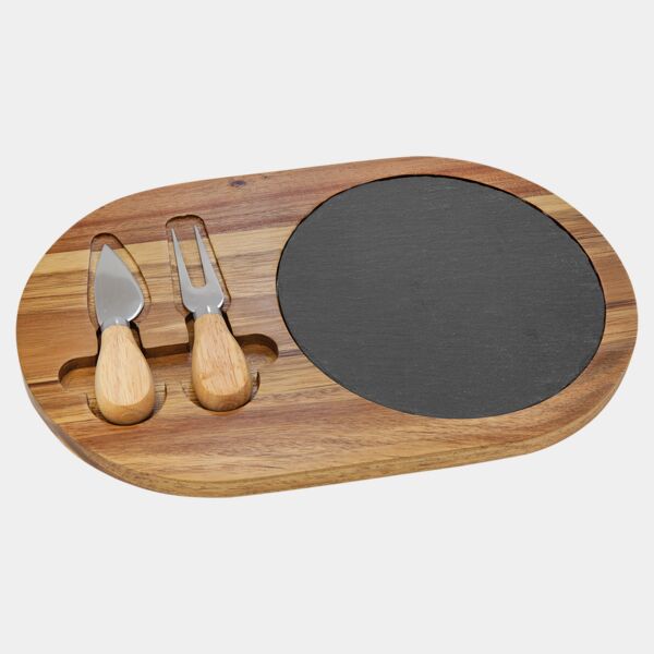 Acacia Wood/Slate Oval Cheese Set  Thumbnail